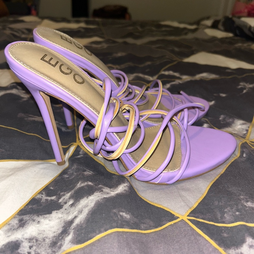 EGO Lavender and Gold Strappy Heels